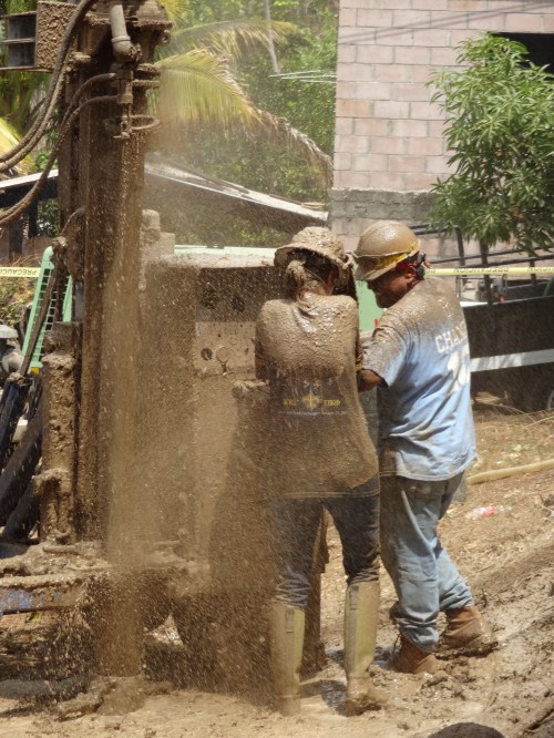 Nicole Crenshaw at the drilling controls.