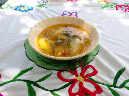 Another delicious meal prepared by the village ladies. Chicken soup.